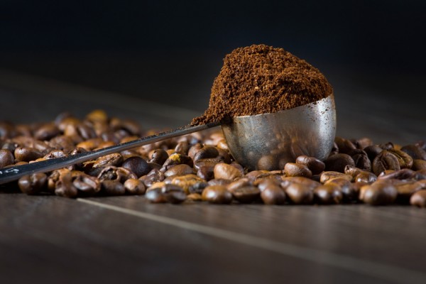 Coffee on grunge wooden background